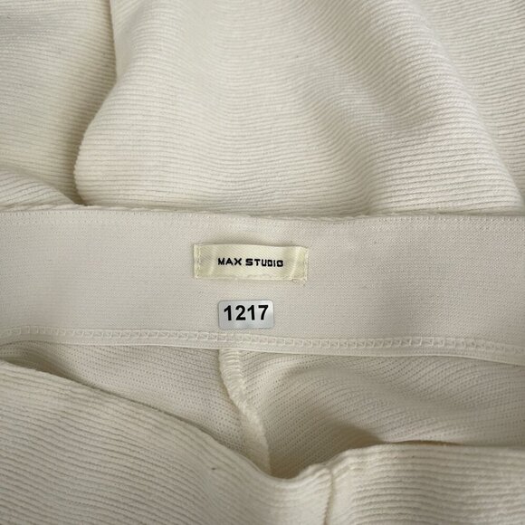 Max Studio Ribbed  Jogger Sweatpants Elastic Waist Tapered Cream Women 26 - Picture 5 of 10